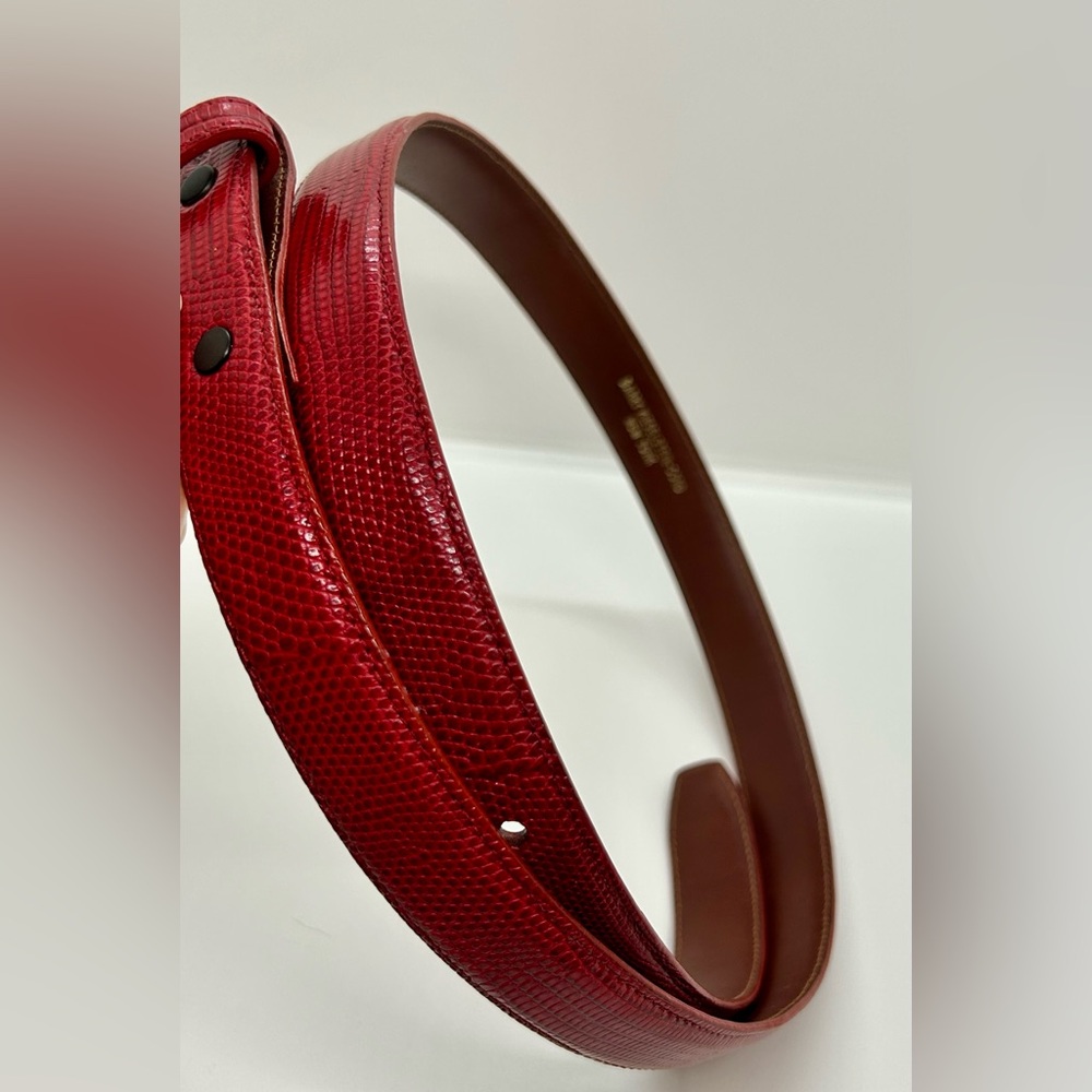 Barry Kieselstein-Cord Vintage Skinny Red Lizard Belt Strap 4 NEW CONDITION
